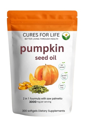 [BRSREHD5CEHGE3DP] Pumpkin Seed Oil with Saw Palmetto – 3000mg Per Serving, 300 Softgels | Cold Pressed Virgin Oil | Supports Prostate, Bladder, Urinary & Hair Health | Non-GMO