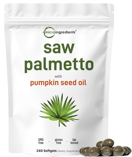 [BRSREZYEOUMQ4CTU] Micro Ingredients Saw Palmetto with Pumpkin Seed Oil for Men, 240 Softgels| Cold-Pressed Extract | Virgin Oil Formula | Rich in Essential Fatty Acids & Phytosterols | Non-GMO, Gluten & Soy Free