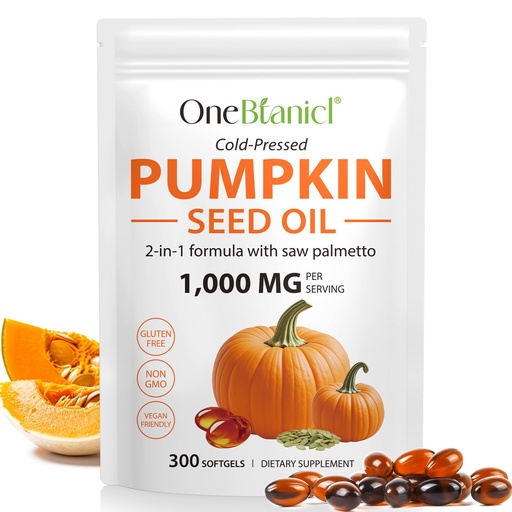 [BRSREFQYC4OWGCDO] NIFEISHI Pumpkin Seed Oil Capsules, (300 Softgel) Pumpkin Seed Oil with Saw Palmetto, Cold Pressed, Rich in Fatty Acids, Supports Hair Growth, Urinary, Bladder & Prostate Health | Non-GMO