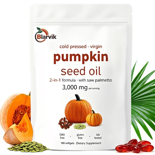 [BRSRGBQHAFYGM3Q2] Pumpkin Seed Oil with Saw Palmetto Capsules | Cold Pressed,Pure Virgin Oil | Supports Hair, Urinary, Bladder & Prostate Health | Essential Fatty Acids & Phytosterols | Non-GMO