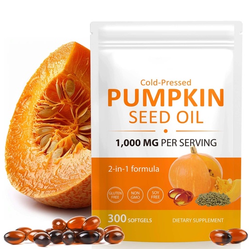 [BRSRGZI7OQPROEI3] Pumpkin Seed Oil with Saw Palmetto Softgels, Cold-Pressed with Essential Fatty Acids & Phytosterols, Prostate Support Supplement for Men, Urine Balance, No Burps, Non-GMO, Gluten-Free, Pure & Natural
