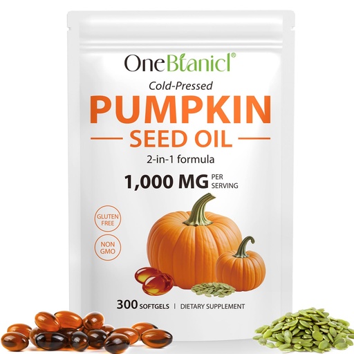 [BRSREGQ6PN6AECL7] Pumpkin Seeds Oil Capsules 300PCS, 1000mg Cold-Press Pumpkin Seeds Oil, Support Healthy Hair, Urinary System Health, Essential Fatty Acids, 100% Additives Free, GMP Certified