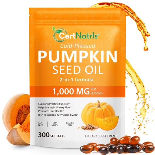 [BRSREA33BF7AOG3X] Pumpkin Seed Oil Capsules with Saw Palmetto, 300 Softgels Pumpkin Seed Oil for Hair Growth, Supports Urinary, Bladder & Prostate Health, Cold Pressed & Pure Virgin, Gluten Free, Non-GMO, SOY FREE