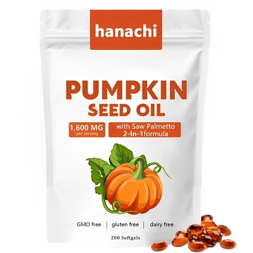 [BRSRE2YCDMPGCCD2] Ovela Pumpkin Seed Oil Capsules, 2-in-1 Formula with Saw Palmetto for Hair Growth & Scalp Health | Cold-Pressed, Rich in Fatty Acids | Supports Hair, Heart, Skin | Non-GMO | Gluten Free | 200 Softgels