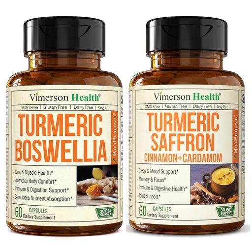 [BRSREZIRCACB43AV] Turmeric Boswellia & Saffron Mood Support Bundle – Natural Joint, Emotional & Digestive Wellness with Turmeric Curcumin, Boswellia Serrata, Saffron Extract, and BioPerine