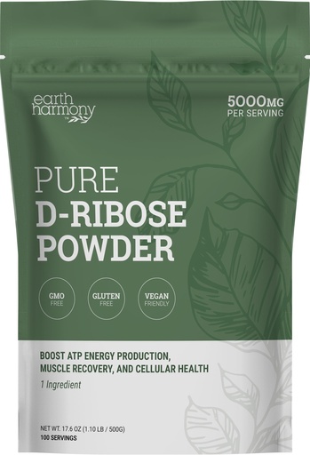 [BRSREZT5BZ6AKGY3] Earth Harmony D-Ribose Powder 5000mg - Great for Exercise Performance, Post-Workout, and Heart Health - Similar to D Ribose Capsules - 17.6 Oz
