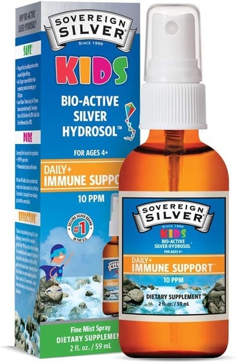 [BRSWGY37AEOROAD3] Sovereign Silver Kids Immune Support, Colloidal Silver, Bio-Active Silver Hydrosol,10 ppm, Fine Mist Spray, 2 Fl Oz