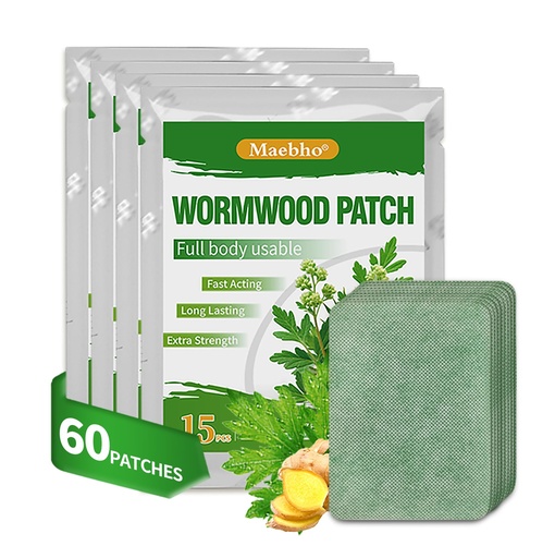 [BRSREAINOBYW23Q4] 60Pcs Herbal Knee Relief Patch - Warming Herbal Patches Natural Wormwood & Ginger Extract Sticker Heat Patch for Knee, Back, Neck, Shoulder(4 Packs 15 Each)