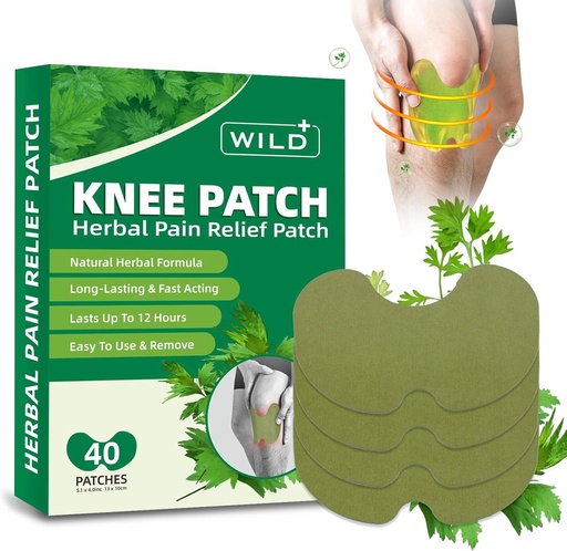 [BRSROAQFCN5WC3DJ] WILD+ Knee Pain Relief Patches, 40pcs Heat Patches for Knee, Natural Knee Patches for Pain Relief Bone on Bone, Herbal Plaster Pain Patches for Long Lasting Relief Back, Joint, Back, Neck, Shoulder