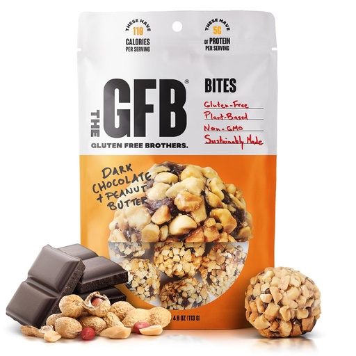 [BRSWKYAKAUAAO2LC] The GFB Dark Chocolate Peanut Butter Protein Bites - Gluten Free Protein Balls - Non GMO, Soy Free, Vegan - Snack Size Plant Based Energy Balls, 4 oz (1 Count)