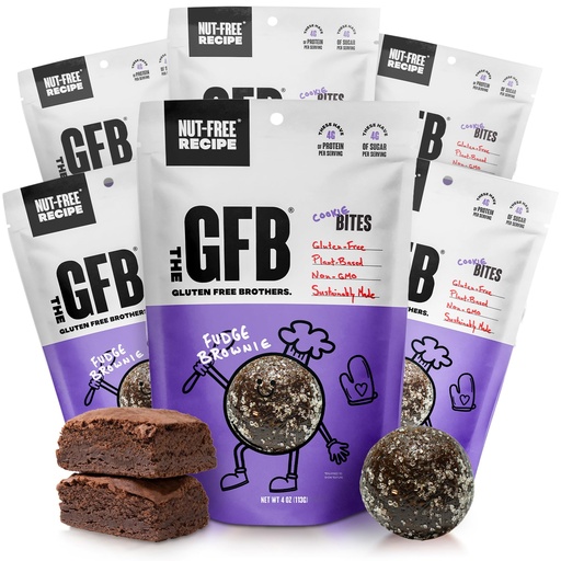[BRSRA2YDA4IAG3LU] The GFB Fudge Brownie Cookie Protein Bites - Allergen Friendly & Nut Free - Gluten Free, Plant Based, Non GMO, Sustainably Made – Ridiculously Tasty, Healthy, Protein Energy Balls, 4 oz (6 Count)