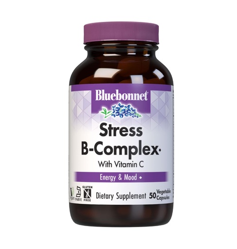 [BRSWIYY3BYGBWETA] BlueBonnet Stress Vitamin B Complex for Women & Men - Daily Vitamin B6, B12, B2, B3, B5, Folate Energy & Daily Fatigue Supplement - Vegan & Gluten-Free VIT B Complex - 50 Vegetable Capsules