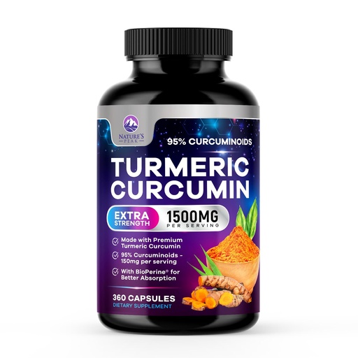 [BRSREZQ5OQMGAH3K] Turmeric Curcumin Supplement - 95% Curcuminoids with Organic Turmeric & Ginger, BioPerine Black Pepper Extract for Best Absorption, Natural Vegan Joint Support, Non-GMO, Bottled in USA - 360 Capsules