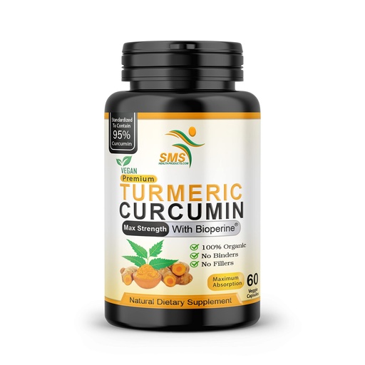 [BRSWGBQROAFQEDLD] Turmeric Curcumin Supplement 1000mg, 95% Curcuminoids, BioPerine Black Pepper Extract, Vegan, Non GMO, Made in USA, 60 Capsules