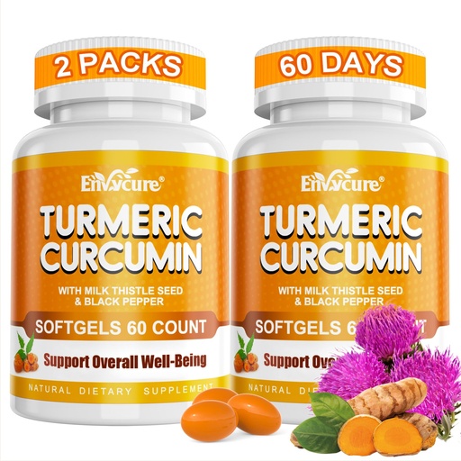[BRSWY2Q5OEBWEDT3] 5 in 1 Turmeric Curcumin Softgels 2000mg with Milk Thistle Seed Extract & Black Pepper, Ginger Root - Immune, Liver Support - 95% Curcuminoids - Turmeric and Ginger Supplement Softgel Capsules