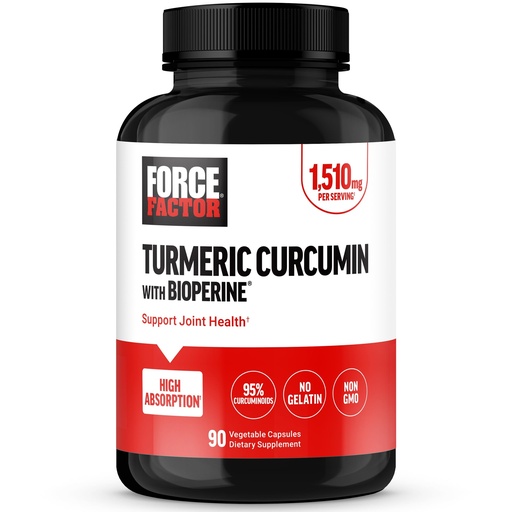 [BRSRA2TRBBYRA3DX] Force Factor Turmeric Curcumin Supplement with Black Pepper, Joint Support Supplement with BioPerine for Enhanced Absorption, No Gelatin, Non-GMO, 90 Capsules