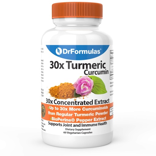 [BRSWKFL5CIOAAHDG] DrFormulas 30x Turmeric Curcumin Extract 1500mg Capsules with Black Pepper | 30x Stronger Than Regular Turmeric Powder, 60 Capsules