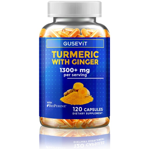 [BRSRAC33CR4AY2A7] Turmeric + Ginger Extract + BioPerine for Best Absorption (Black Pepper Extract), 1,300+ mg per Serving, Turmeric 95% Curcuminoids, 120 Capsules, 60 Days Supply, GMP Facility