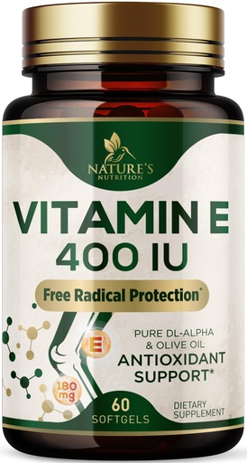 [BRSRACYEA4ORUAAZ] Vitamin E 180mg Per Serving - E Vitamins DL-Alpha, Antioxidant-Rich Dietary Supplement for Skin, Heart, and Immune Support, USA Bottled, Easily Absorbed, Non-GMO & Gluten Free - 60 Softgels