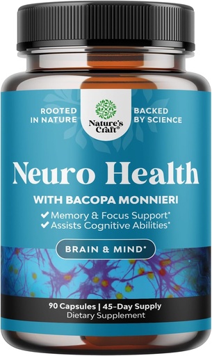 [BRSWGZT4BAFAGFLO] 기억과 초점 지원을 위한 Nootropic 뇌 보충교재 - Bacopa Monnieri, VIT A, B6, Riboflavin, Niacin, Thiamin & Folate를 가진 정신 지원 & Clarity를 위한 비타민 - Cognitive Complex - 90 Ct