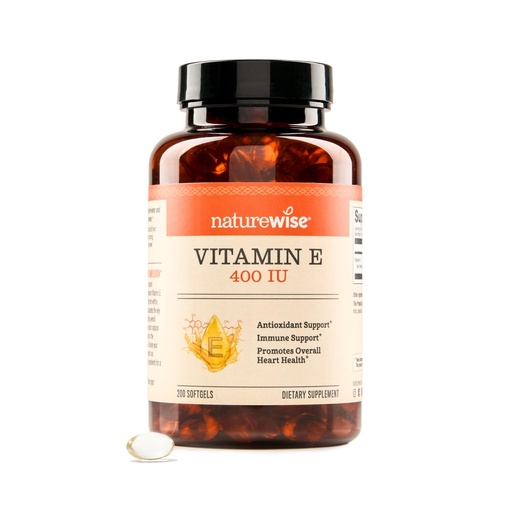 [BRSROAQCDJYQID37] NatureWise Vitamin E 400 IU Softgels (180mg DL-Alpha) - Dairy, Gluten, and Soy Free, Non-GMO Antioxidant Dietary Supplement for Skin, Heart, Eye, and Immune Health Support - 200 Count