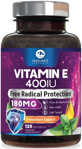 [BRSRACYFPJ5QOHT7] Vitamin E 180 mg Per Serving Softgels - E Vitamin DL-Alpha, Antioxidant-Rich Dietary Supplement for Skin, Heart, and Immune Support, Bottled USA, Easily Absorbed, Non-GMO & Gluten Free - 120 Softgels