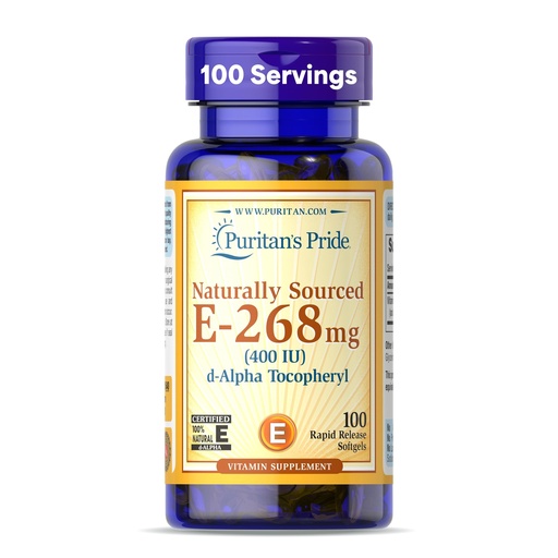 [BRSWIZQ3OYJRSDY3] Puritan's Pride Vitamin E-268mg (400IU) D-Alpha Tocopheryl, Vitamin Supplement for Immune System Function and Antioxidant Health Support, 100 Rapid Release Softgels
