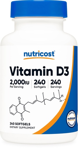 [BRSW2CAQCUNW22Y7] Nutricost Vitamin D3 2000 iu Softgels, 240 Softgels - Non-GMO & Gluten Free