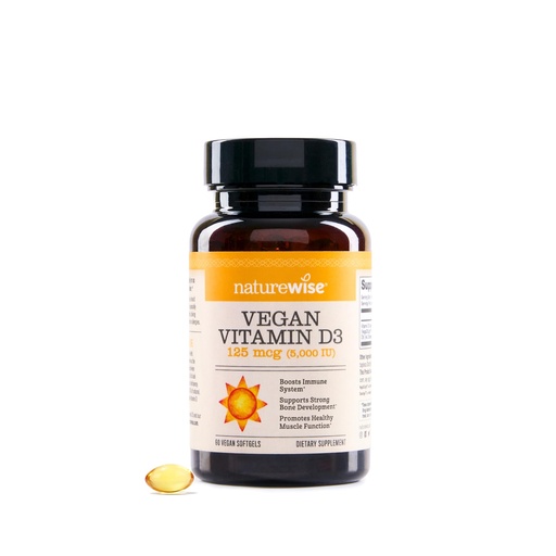 [BRSW2GL5BAPQGG36] NatureWise Vegan Vitamin D3 5000IU Supplement from Lichen, 60 Softgels