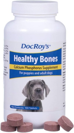 [BRSWIYA3DN7GI2YZ] Revival Animal Health Doc Roy's Healthy Bones- Calcium Phosphorus Supplement- for Dogs & Puppies- 100ct Tablets