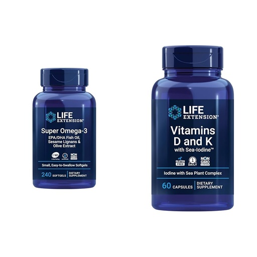 [BRSROAIQBYFGAFY2] Life Extension Super Omega-3 EPA/DHA Fish Oil & Vitamins D and K with Sea-Iodine