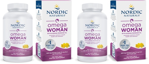[BRSRGGQZCV6BYDTV] Nordic Naturals Omega Woman, Lemon - 120 Soft Gels - 500 mg Omega-3 + 800 mg Evening Primrose Oil - Healthy Skin & Optimal Wellness - Non-GMO - 60 Servings (Pack of 2)