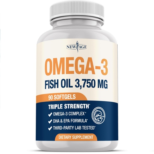 [BRSREZQOCMMWE3TO] Triple Strength Omega 3 Fish Oil 3750 mg - EPA & DHA - Over 3000mg Omega-3 Fatty Acids - 1350mg EPA + 900mg DHA - Best Essential Fatty Acids, Burpless Fish Oil - 90 Count