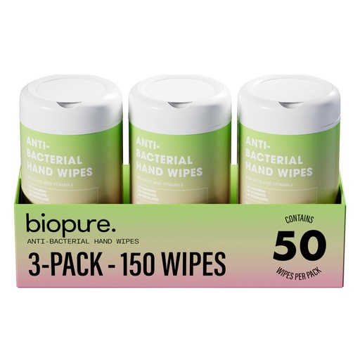 [BRSRGFT5DF5AOHQU] BIOPURE Antibacterial Hand Wipes Juicy Watermelon Scented | Antibacterial Wipes with Aloe and Vitamin E | 5"x7" Wet Wipes Canister | No Parabens, Sulfates or Phthalates, Kills 99% of Germs, 150 Ct