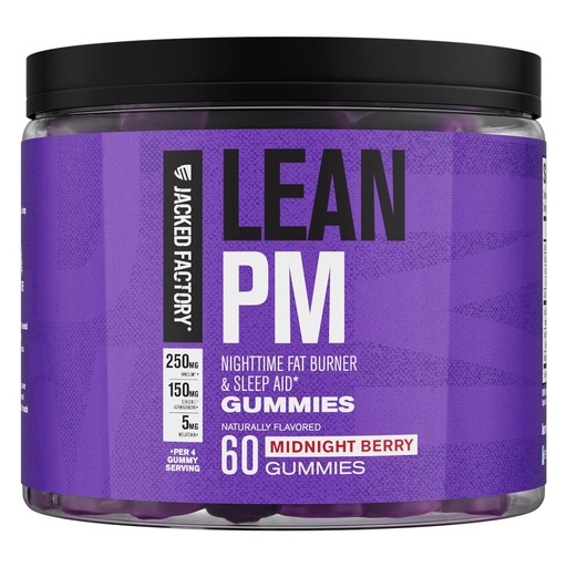 [BRSRAHACCMIREE3P] Jacked Factory Lean PM Sleep Aid Weight Loss Gummies - Sleep Support, Fat Burner, & Appetite Suppressant Supplement with Melatonin & Ashwagandha - 60 Metabolism Gummies, Midnight Berry