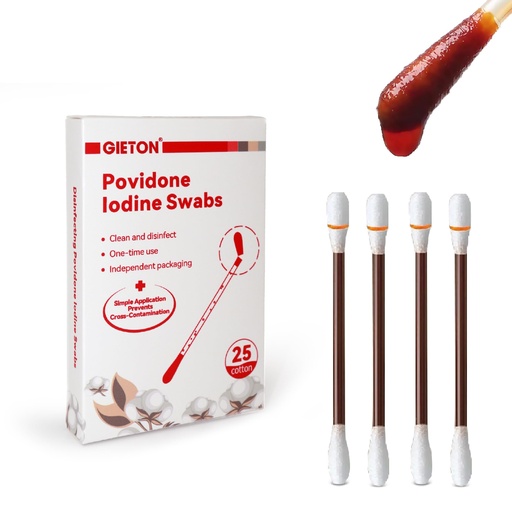 [BRSRGAIDAB6BSADK] Povidone Iodine Swabs (25-Count), Iodine Cotton swabs, Wound Care, First Aid Kits, Nasal & Ear Gentle Care and Emergency Care for The Whole Family.