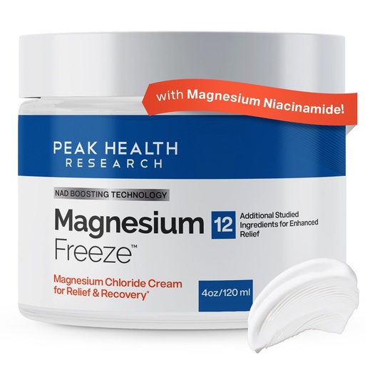 [BRSRGZ33OQMWYELF] Magnesium Freeze - Topical Magnesium Cream with Niacinamide for Joints, Low Back, Knee, Hip, & Foot - Fast Acting Cooling Formula - Lightweight, Non-Greasy - 4oz