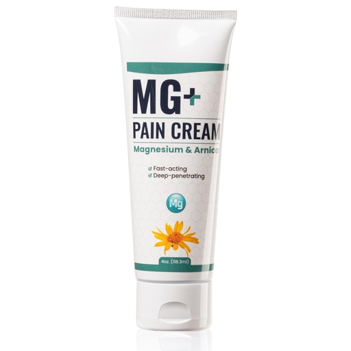[BRSREZYQCUDQGHLH] MG+ Pain Cream Squeeze Tube - Extra Strength Magnesium and Arnica Cream - 4 OZ New Squeeze Tube - Sore Legs and Joints, Leg Cramps, Sports and Arthritis Pain Rub - 1 Pack