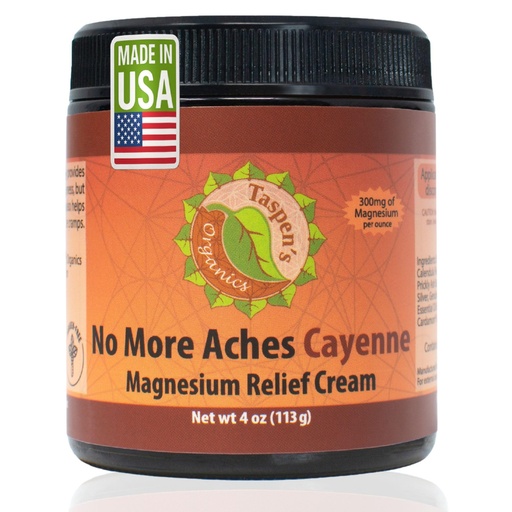 [BRSREEABCAFBMHQ6] Taspen's Organics Magnesium No More Aches Cayenne Relief Cream – Pain, Tension & Nerve Comfort – Muscle Relief – Warming with Cayenne, Ginger, Arnica & St. John's Wort – Topical Fast Relief (4 oz)