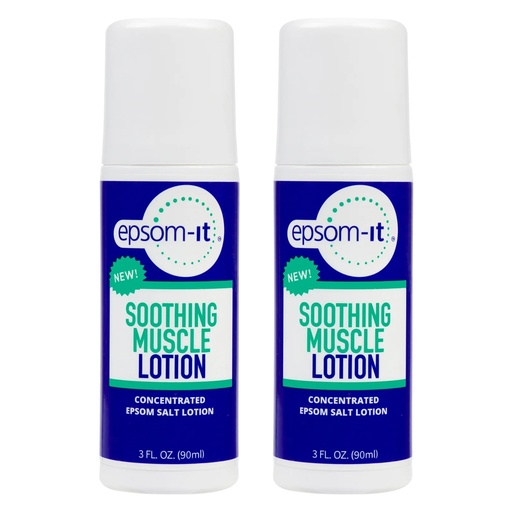 [BRSW2EA6OAJWCEY3] EPSOM-IT Soothing Muscle Lotion - Roll On Epsom Salt Lotion with Arnica for Muscle Stiffness, Leg, Knees and Feet Discomfort, Topical Magnesium Cream, 3oz, 2-Pack