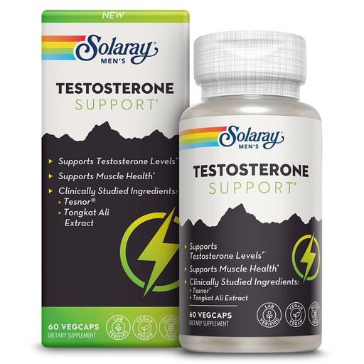 [BRSREHYFOUFAK3T2] SOLARAY Testosterone Support, Muscle Health and Libido Supplement for Men - Clinically Studied Tesnor and Tongkat Ali Extract - 60 Day Money-Back Guarantee, 60 VegCaps, 30 Servings