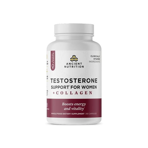 [BRSRACD6DNYQOAL6] Ancient Nutrition Testosterone Support + Collagen Supplement, Hydrolyzed Collagen Peptides, Key Clinically Studied Superfoods Support Female Hormone Balance & Healthy Testosterone Levels, 90 Capsules