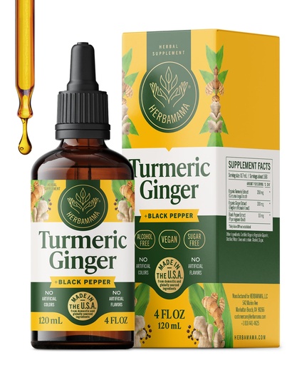 [BRSREEAFDMAREAA4] HERBAMAMA Turmeric and Ginger Supplement – Turmeric with Black Pepper & Ginger Root for Digestive Health – Turmeric Ginger Supplements for Immune Support – Non-GMO, Alcohol & Sugar-Free, 56-Day Supply