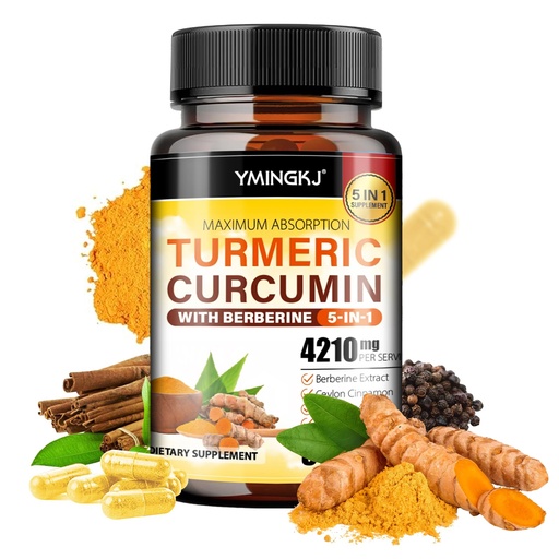 [BRSRACQHOZ6AYFLP] Turmeric Curcumin Supplement with Black Pepper & Bioactive Botanicals, Turmeric,Ginger, Berberine, Ceylon Cinnamon – Premium Supplement for Daily Wellness Support 60 Capsules