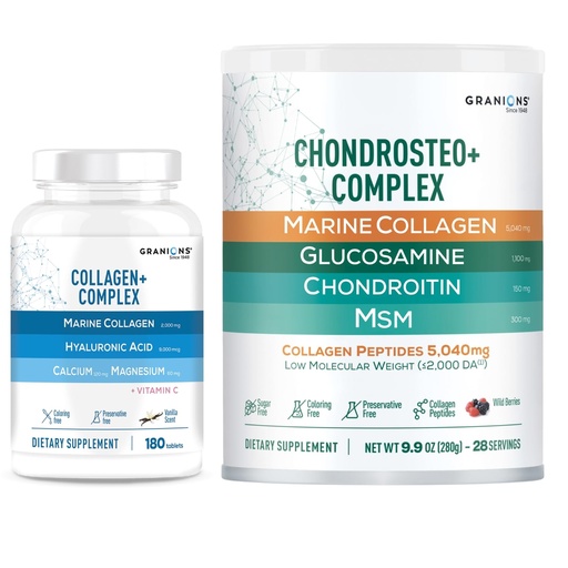 [BRSREGI5AQBGA3TL] Granions Glucosamine Chondroitin MSM Powder and Collagen Complex Calcium Magnesium - Joint Support Bundle