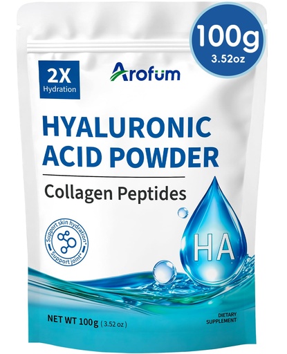 [BRSREZY6CQNGOYAZ] Hyaluronic Acid Powder, with Collagen Peptides – DIY Hydrating Serum & Skincare Ingredient, Clean Formula, Gluten-Free, No Preservatives – 100g / 3.52oz