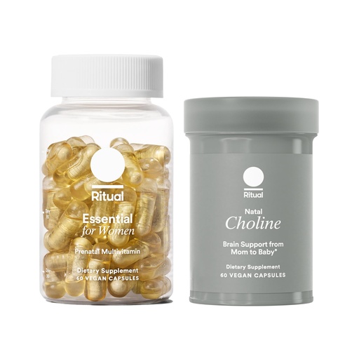 [BRSROBI2AUJQGC3D] Ritual Mom-to-Baby Set with Prenatal Vitamins and Natal Choline Supplements, Supports Pregnancy, Baby's Cognitive Function, Fetal Brain Development, 30 Day Supply
