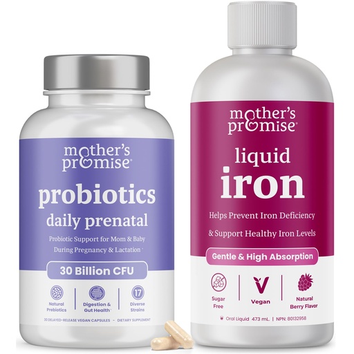 [BRSRAAQFBFYWKAL3] Mother's Promise Prenatal Probiotics & Liquid Iron Bundle