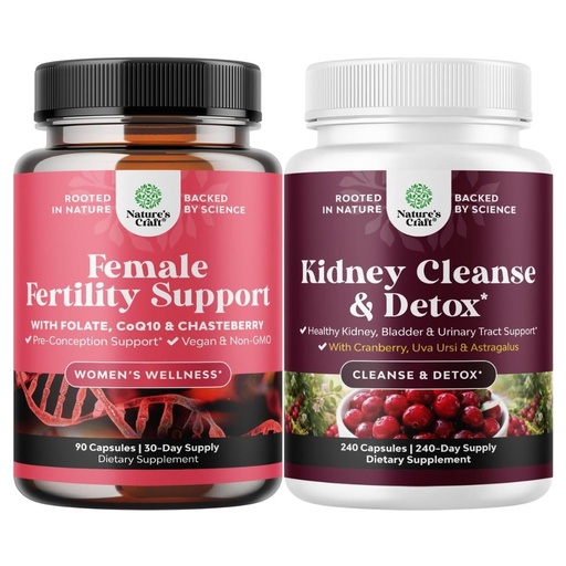 [BRSRGCD2AQMRAFL2] Bundle of Fertility Supplements for Women with Inositol & Folic Acid - Preconception Vitamins for Hormone Balance and Advanced Kidney Support - Kidney Cleanse Detox & Repair Cranberry Extract Capsules