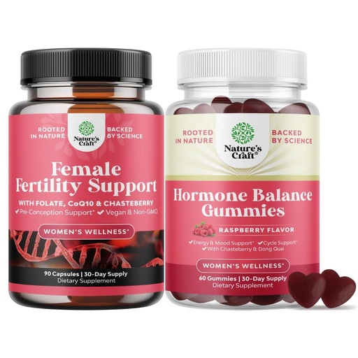 [BRSRGCD2OVYWAFDX] Bundle of Fertility Supplements for Women with Inositol & Folic Acid - Preconception Vitamins for Hormone Balance and Hormone Balance for Women Gummies of All Ages - PMS Support Supplement for Women